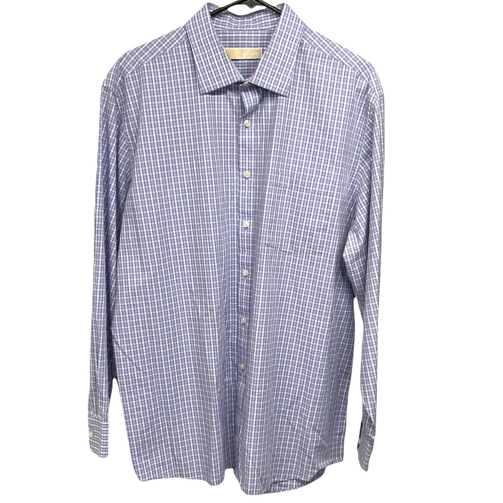 Michael Michael Kors Shirt 17.5 34/35 Blue and Red Plaid 100% Cotton